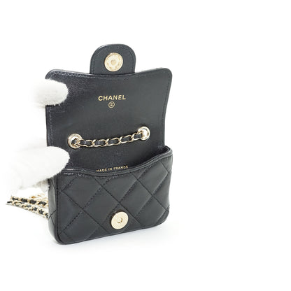 Lambskin Matelasse Ribbon Mini Chain Convertible Shoulder Bag