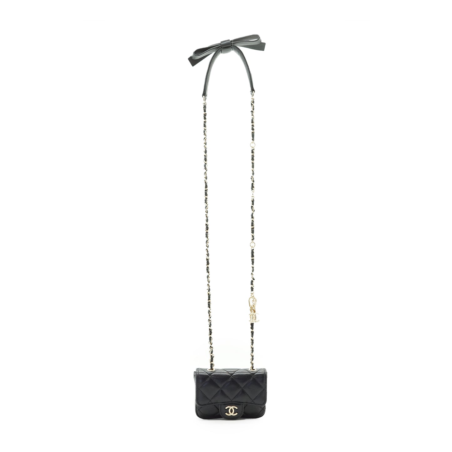 Lambskin Matelasse Ribbon Mini Chain Convertible Shoulder Bag