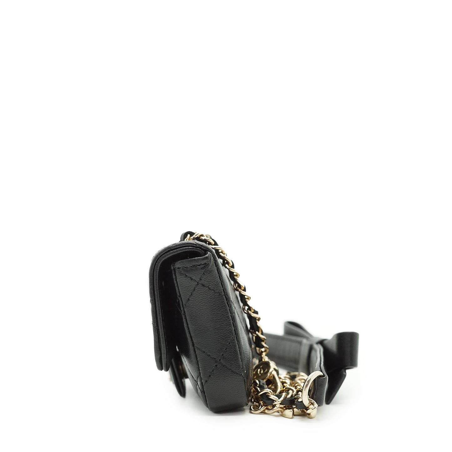 Lambskin Matelasse Ribbon Mini Chain Convertible Shoulder Bag
