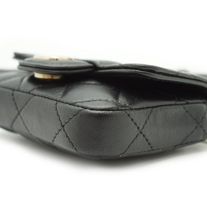 Lambskin Matelasse Ribbon Mini Chain Convertible Shoulder Bag