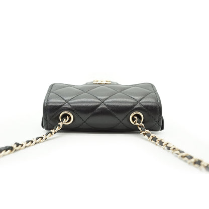 Lambskin Matelasse Ribbon Mini Chain Convertible Shoulder Bag