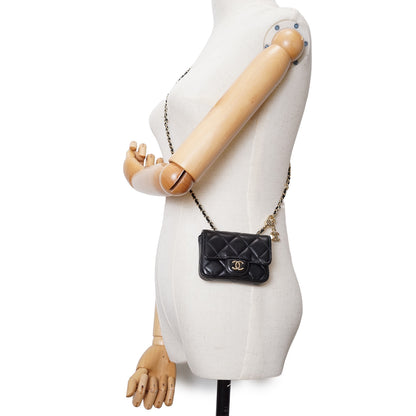 Lambskin Matelasse Ribbon Mini Chain Convertible Shoulder Bag