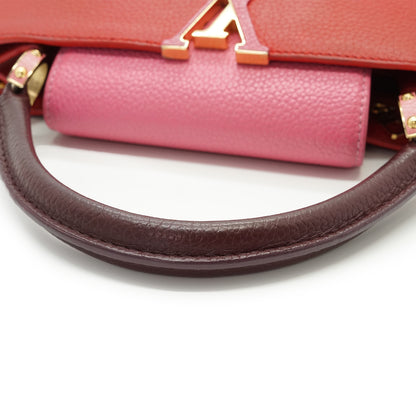 Capucines MM Taurillon Leather Tricolor Rubis Magnolia Violine