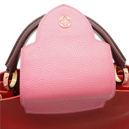 Capucines MM Taurillon Leather Tricolor Rubis Magnolia Violine