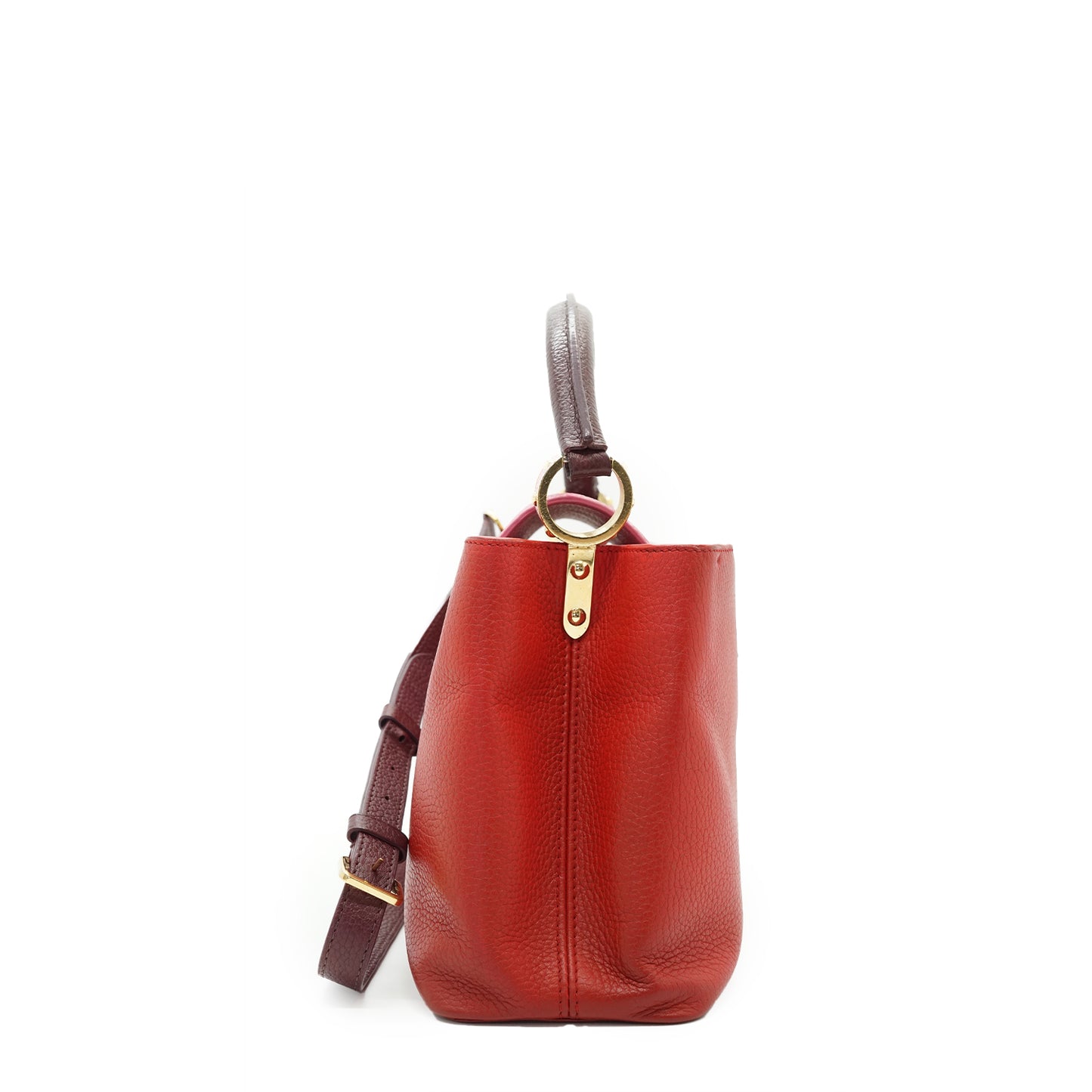 Capucines MM Taurillon Leather Tricolor Rubis Magnolia Violine