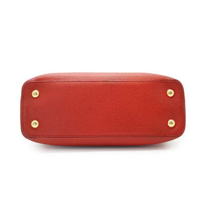 Capucines MM Taurillon Leather Tricolor Rubis Magnolia Violine