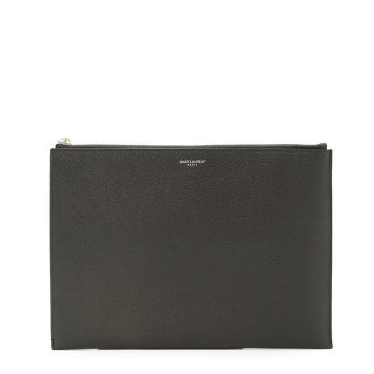 Grain de Poudre Leather Zipped Clutch Pouch
