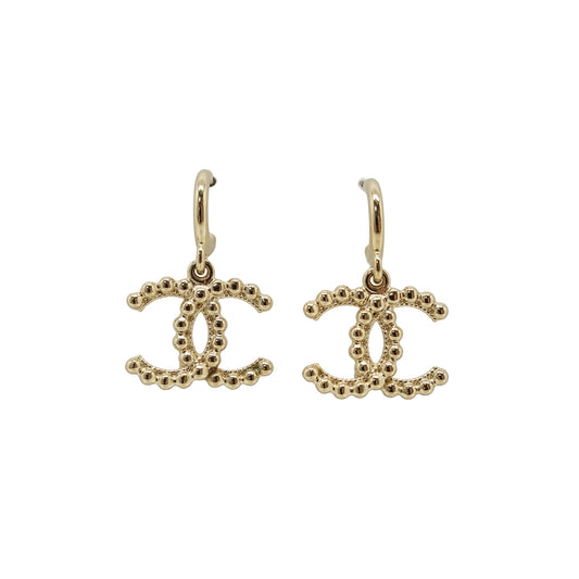 CC Beaded Small Hoop Drop Earrings