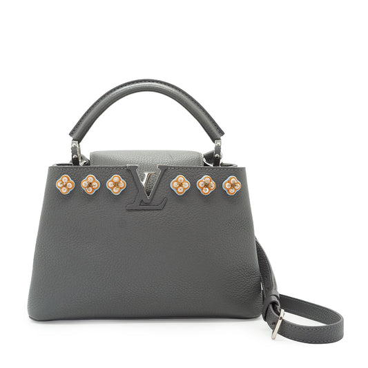 Capucines BB Taurillon Leather Iris Embellished Flower Studs Limited Edition