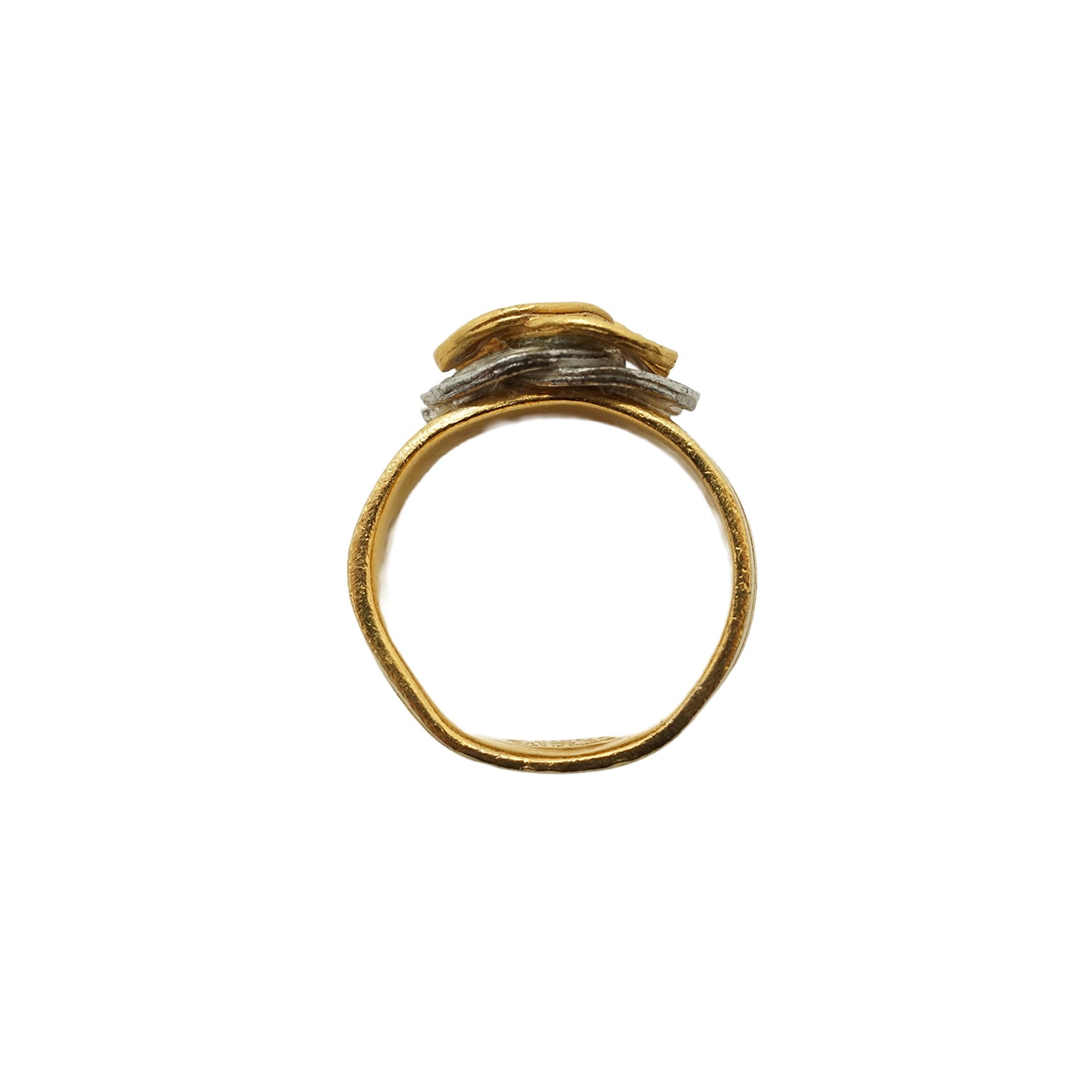 Vintage Double CC Gold Silver Textured Ring