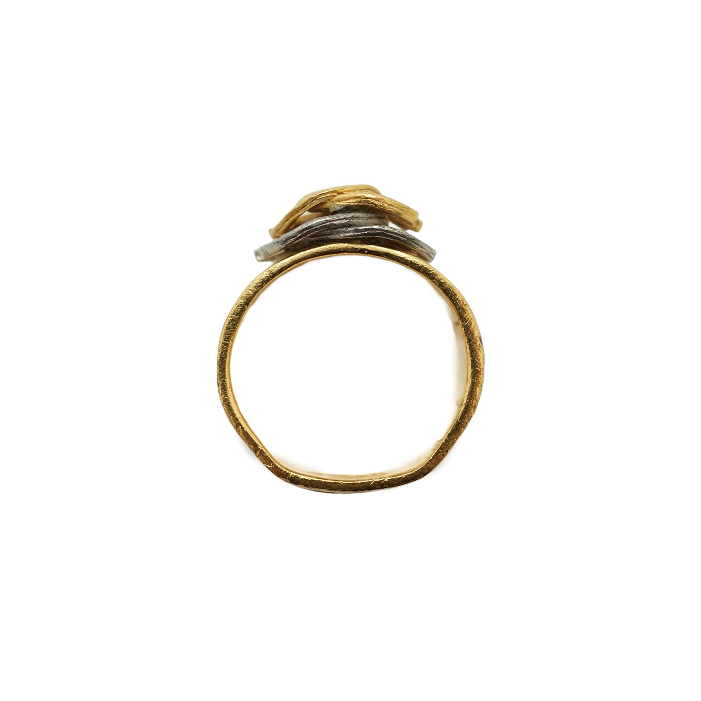 Vintage Double CC Gold Silver Textured Ring