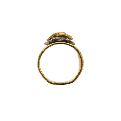 Vintage Double CC Gold Silver Textured Ring