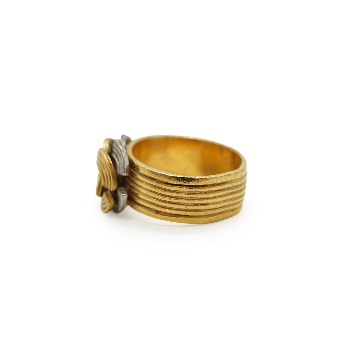 Vintage Double CC Gold Silver Textured Ring