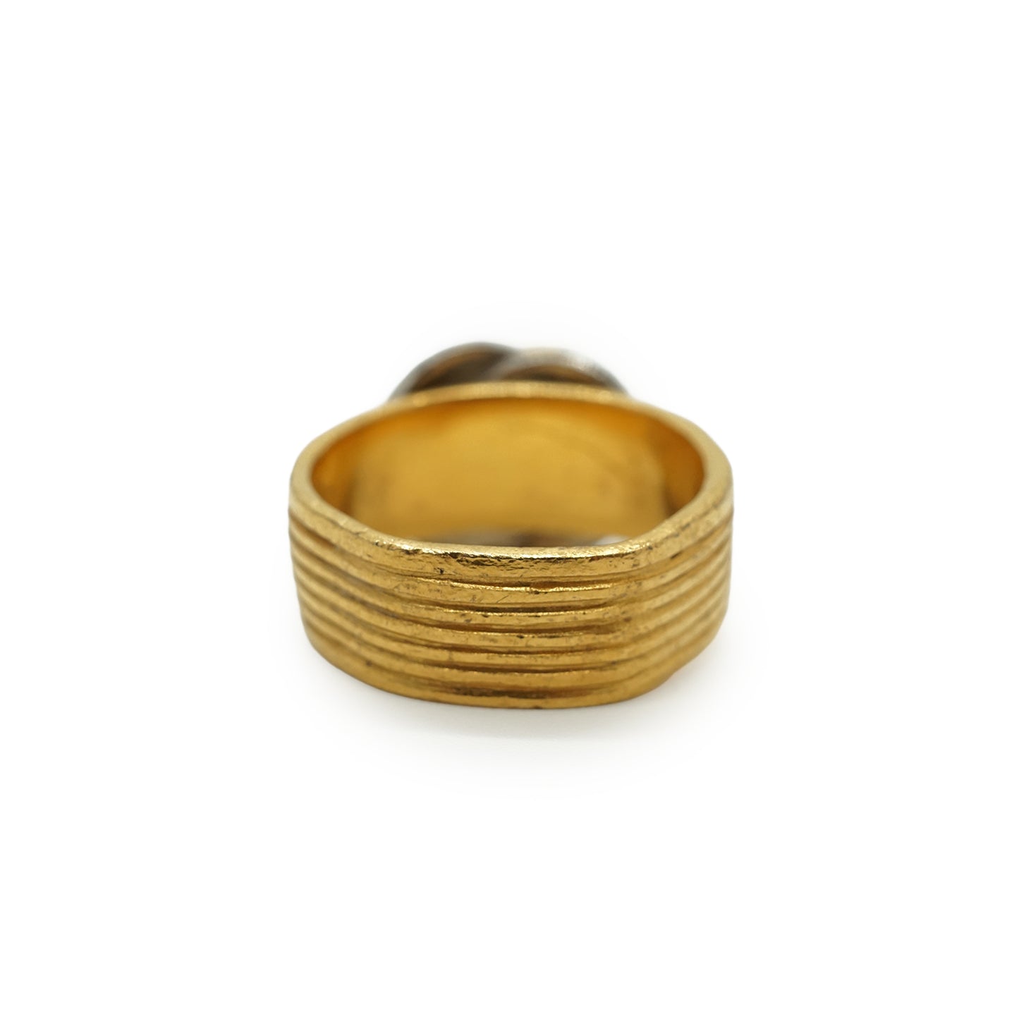 Vintage Double CC Gold Silver Textured Ring
