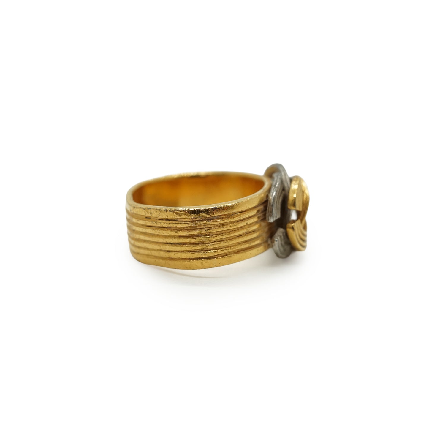Vintage Double CC Gold Silver Textured Ring