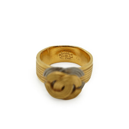 Vintage Double CC Gold Silver Textured Ring