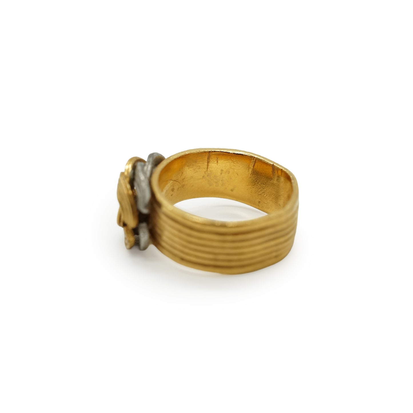 Vintage Double CC Gold Silver Textured Ring