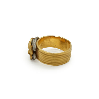 Vintage Double CC Gold Silver Textured Ring