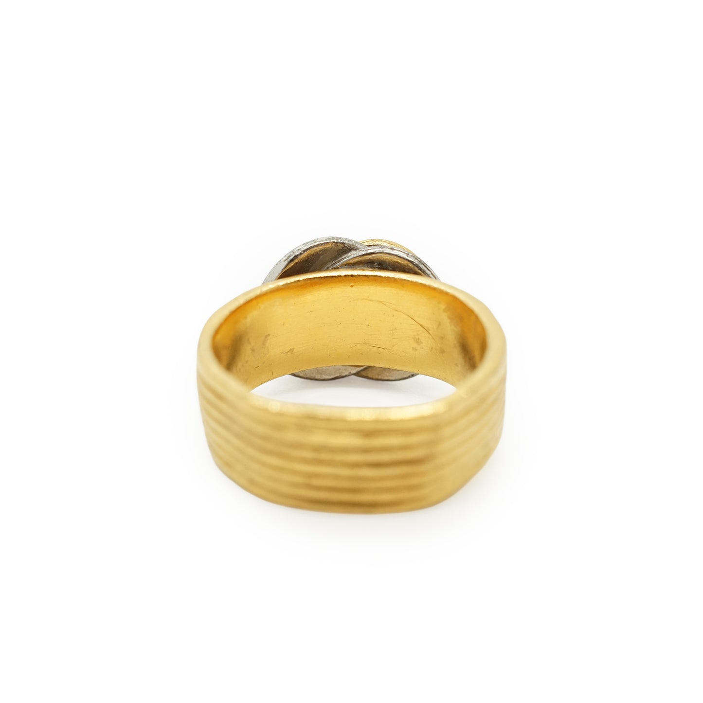 Vintage Double CC Gold Silver Textured Ring