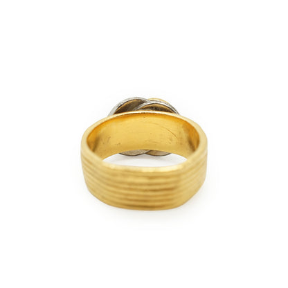 Vintage Double CC Gold Silver Textured Ring