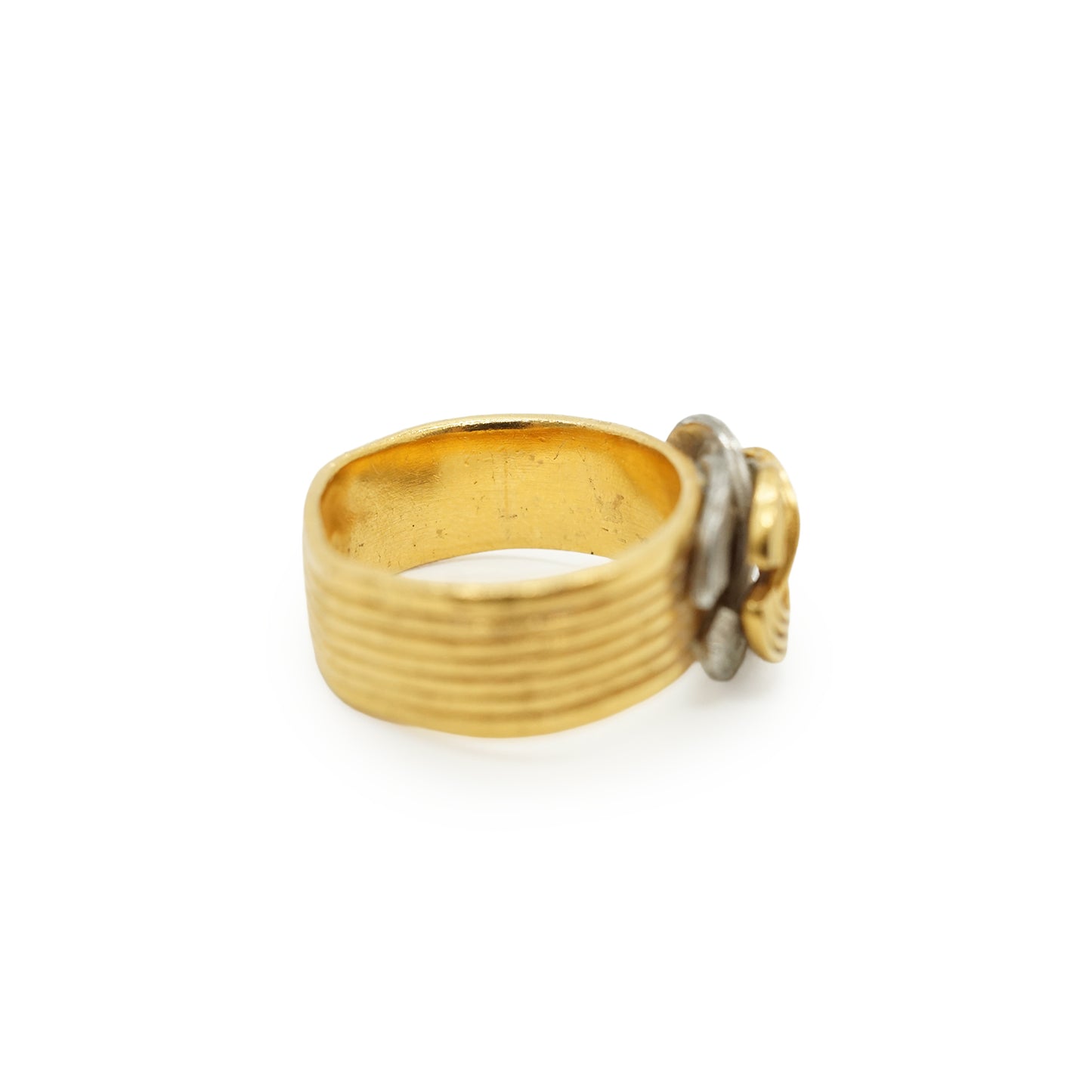Vintage Double CC Gold Silver Textured Ring
