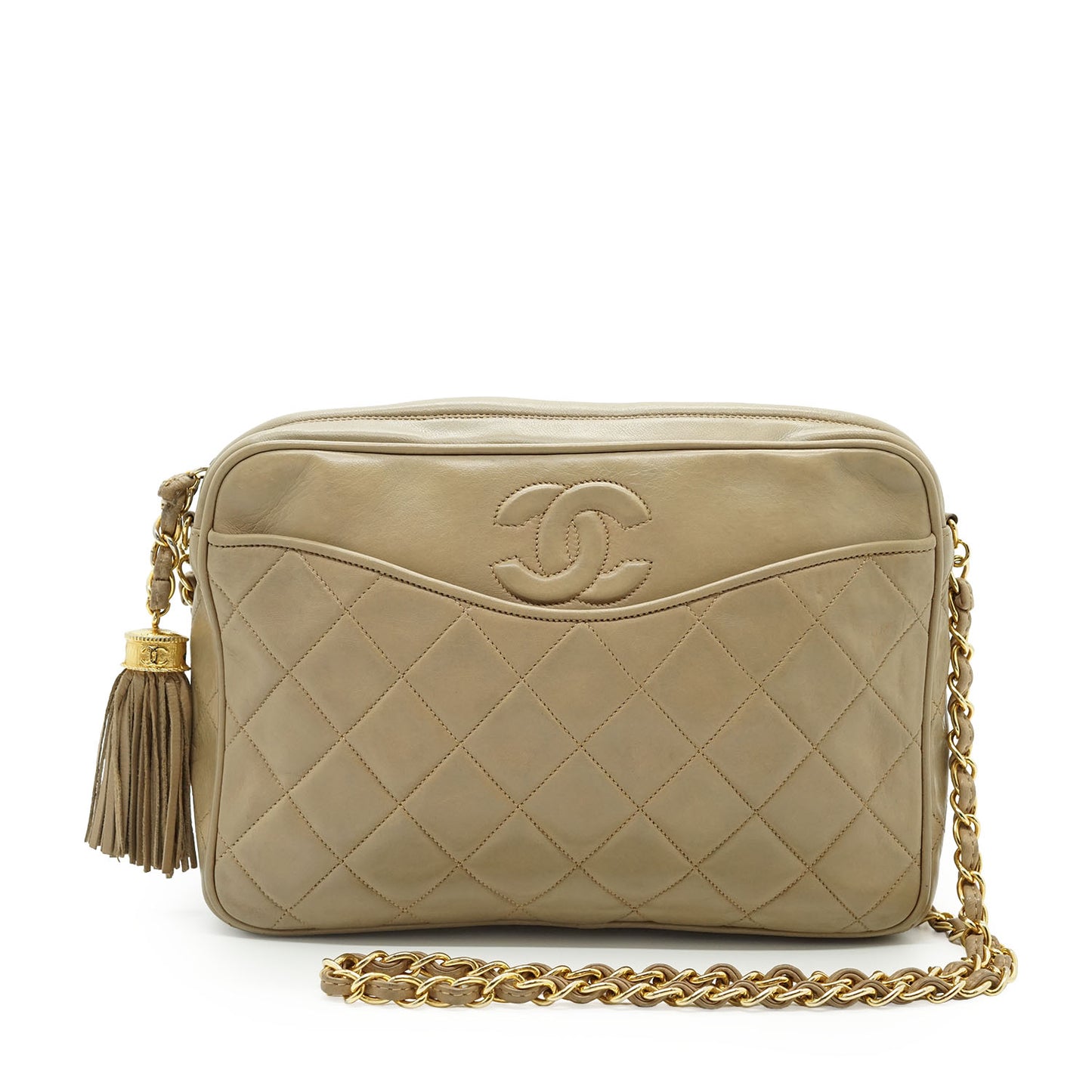 Lambskin Matelasse Fringe Chain Shoulder Bag