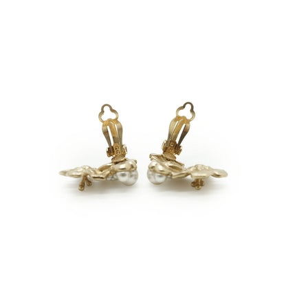 CC Camellia Flower Faux Pearl Clip-on Earrings GP