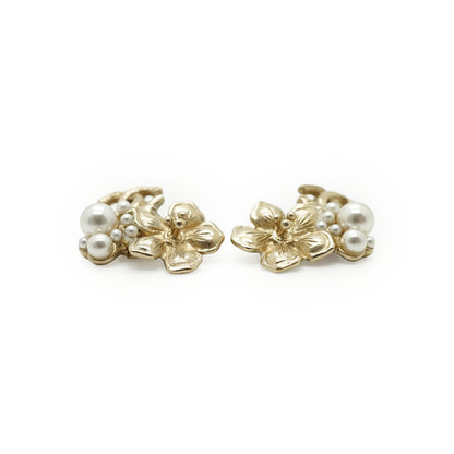 CC Camellia Flower Faux Pearl Clip-on Earrings GP