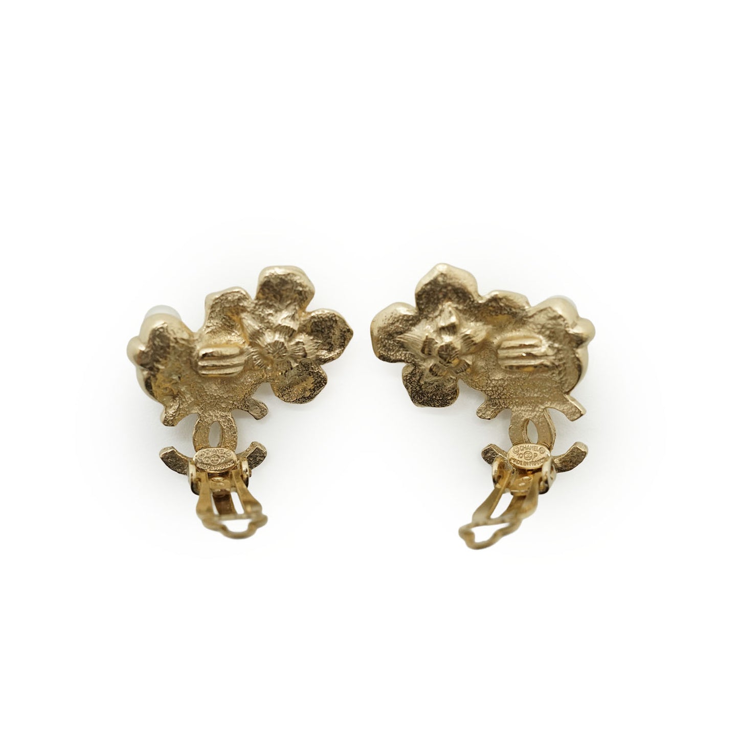 CC Camellia Flower Faux Pearl Clip-on Earrings GP