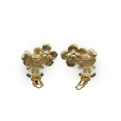CC Camellia Flower Faux Pearl Clip-on Earrings GP