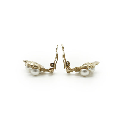 CC Camellia Flower Faux Pearl Clip-on Earrings GP