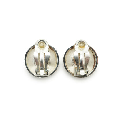 Vintage Gold Silver CC Sunburst Clip-on Earrings