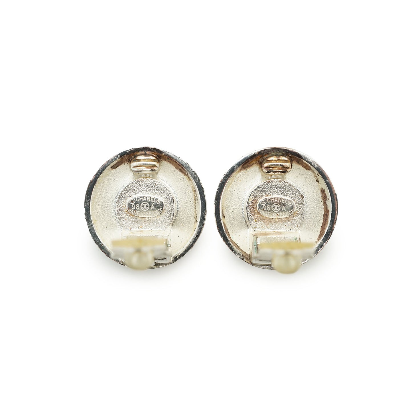 Vintage Gold Silver CC Sunburst Clip-on Earrings