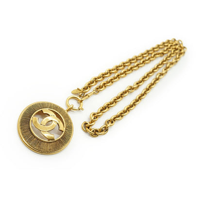 Vintage CC Sunburst Cut-out Long Necklace GP