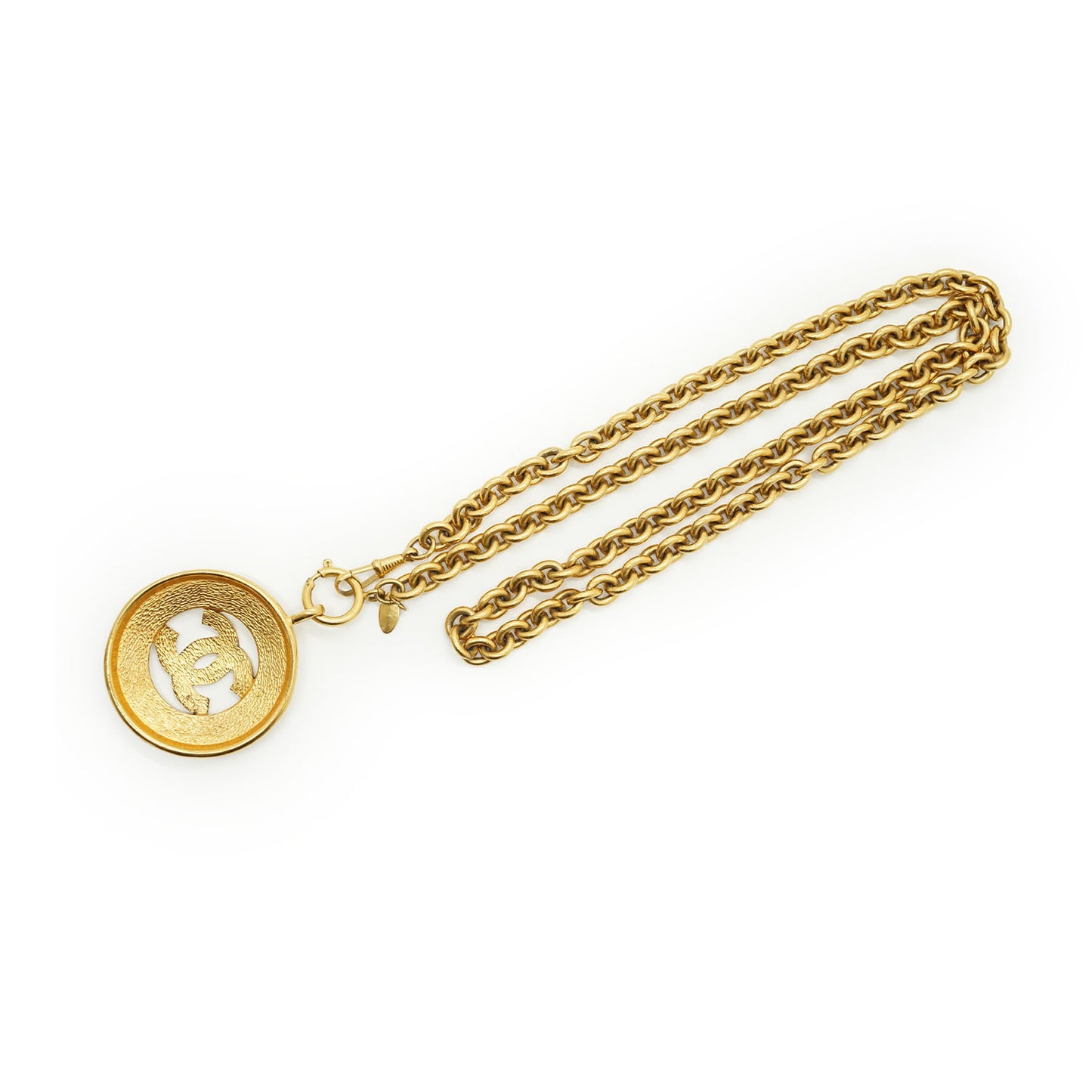 Vintage CC Sunburst Cut-out Long Necklace GP