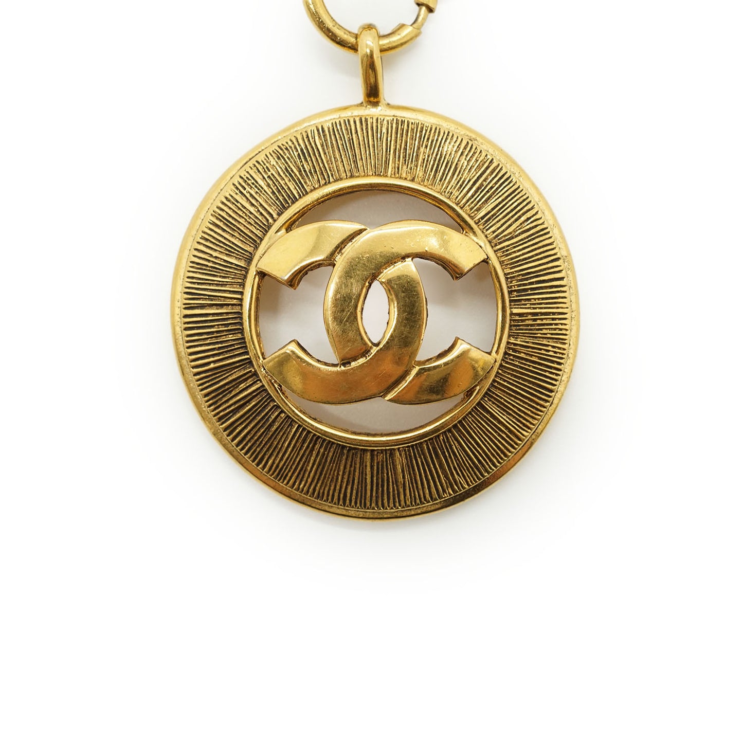 Vintage CC Sunburst Cut-out Long Necklace GP