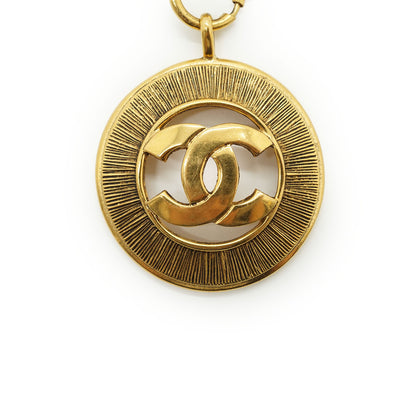 Vintage CC Sunburst Cut-out Long Necklace GP