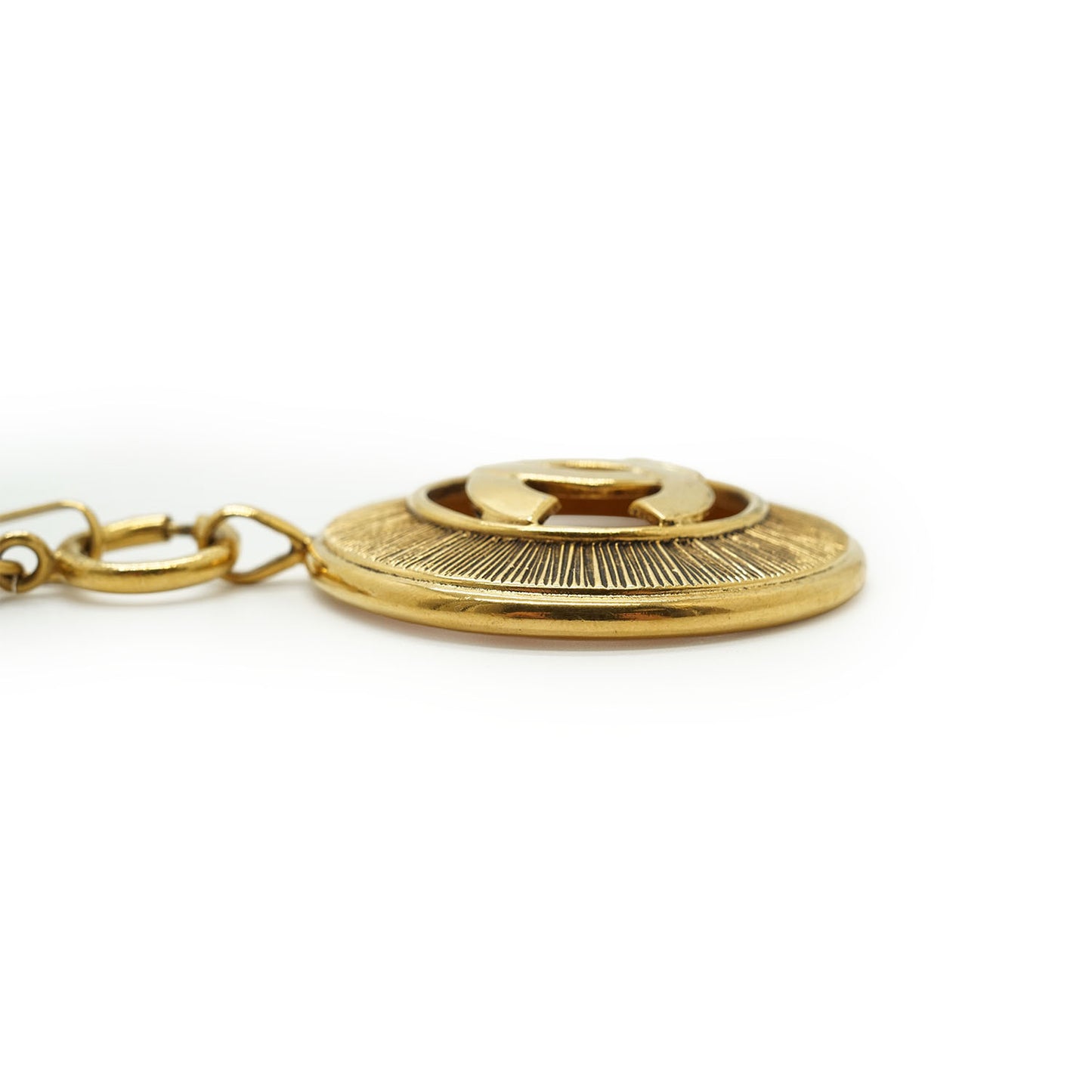 Vintage CC Sunburst Cut-out Long Necklace GP