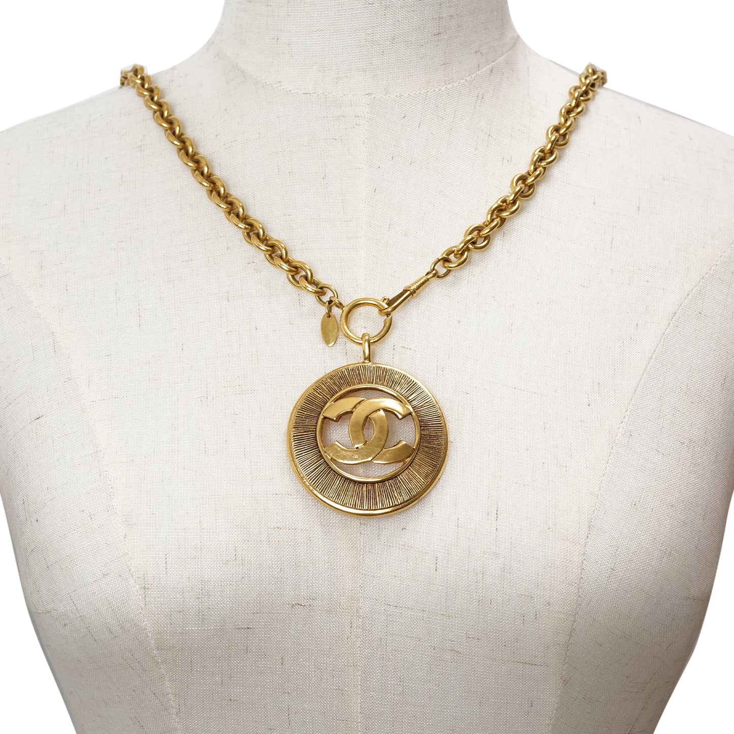 Vintage CC Sunburst Cut-out Long Necklace GP