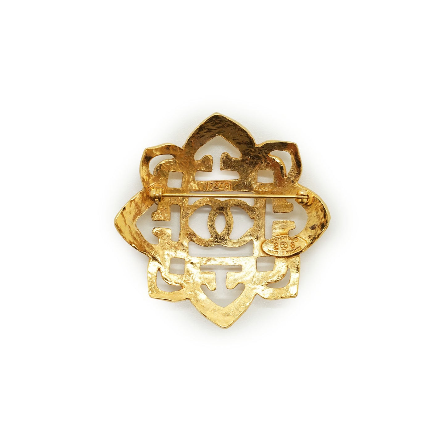 Vintage CC Filigree Cut-out Flower Large Brooch GP