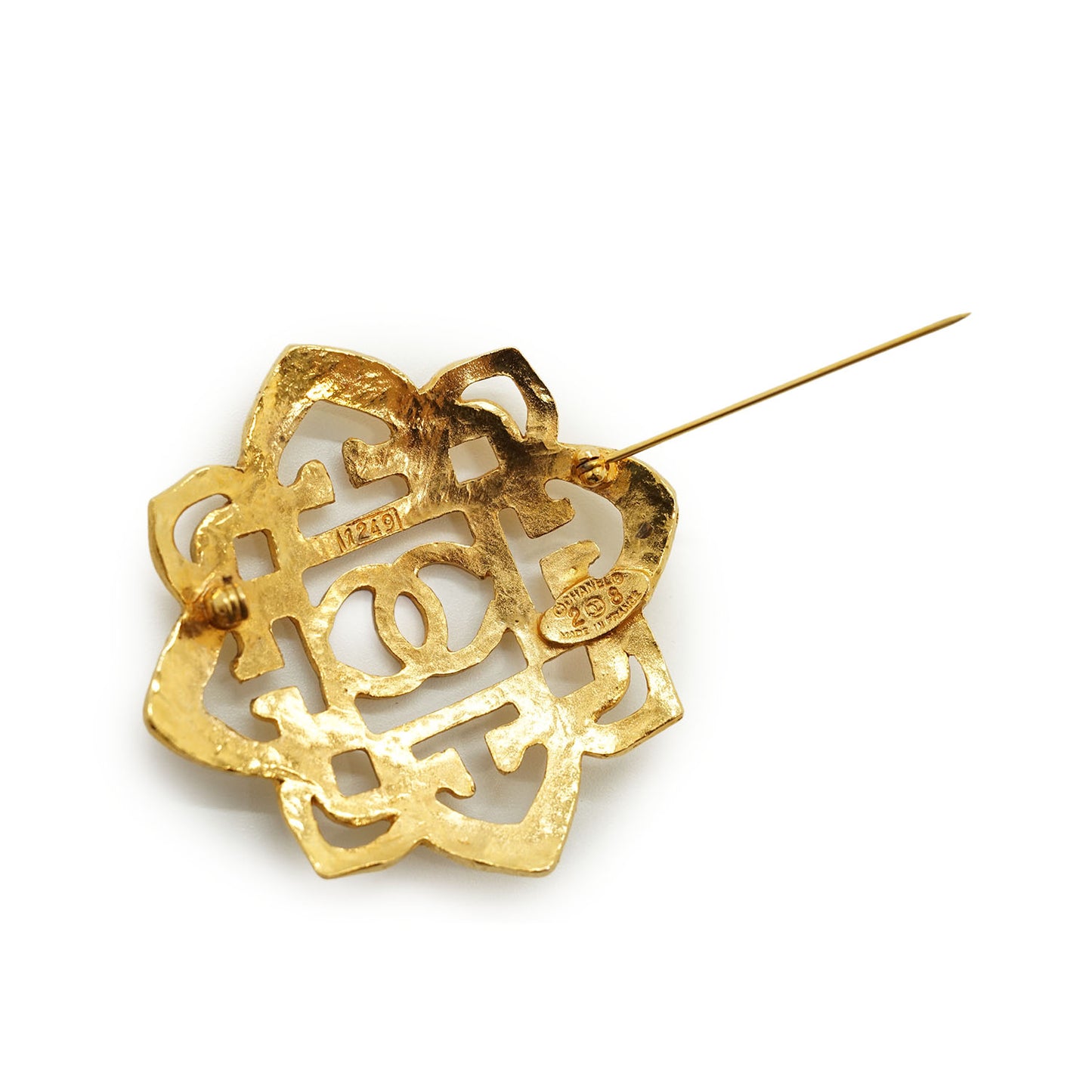 Vintage CC Filigree Cut-out Flower Large Brooch GP
