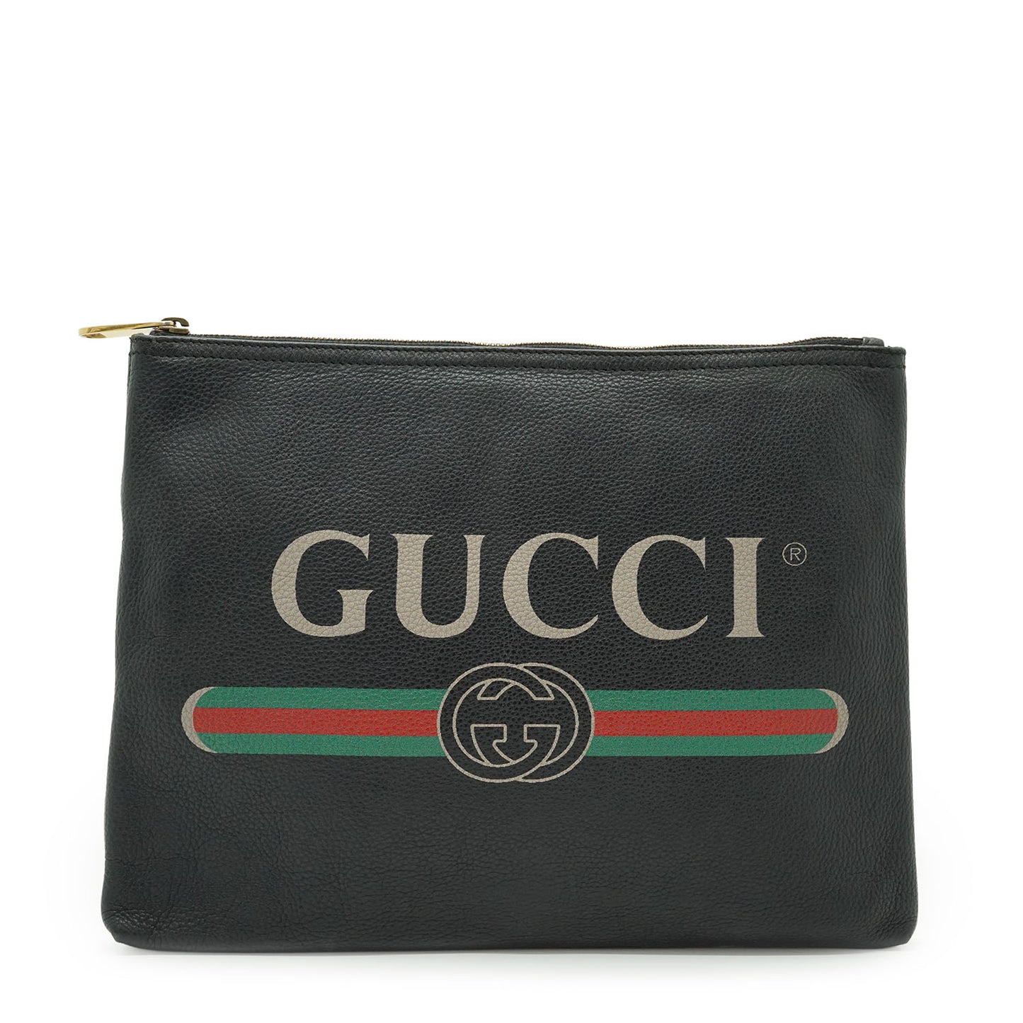 Interlocking GG Grained Leather Sherry Line Clutch