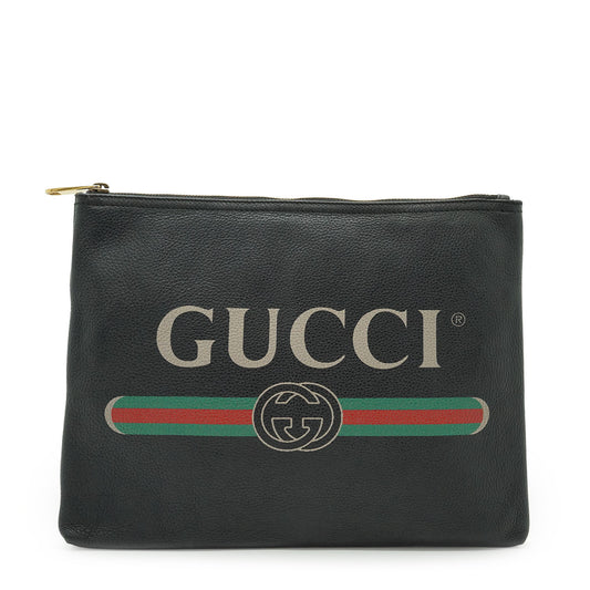 Interlocking GG Grained Leather Sherry Line Clutch