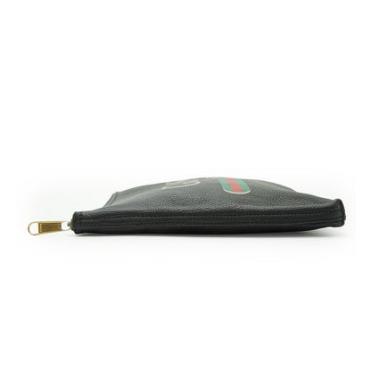 Interlocking GG Grained Leather Sherry Line Clutch