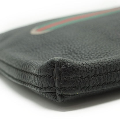 Interlocking GG Grained Leather Sherry Line Clutch