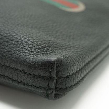 Interlocking GG Grained Leather Sherry Line Clutch