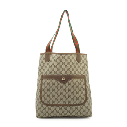 Vintage GG Supreme Coated Canvas Sherry Line Front Pocket Tote