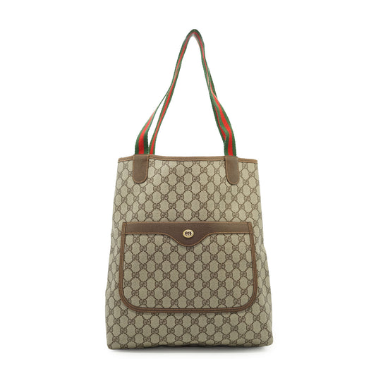 Vintage GG Supreme Coated Canvas Sherry Line Front Pocket Tote