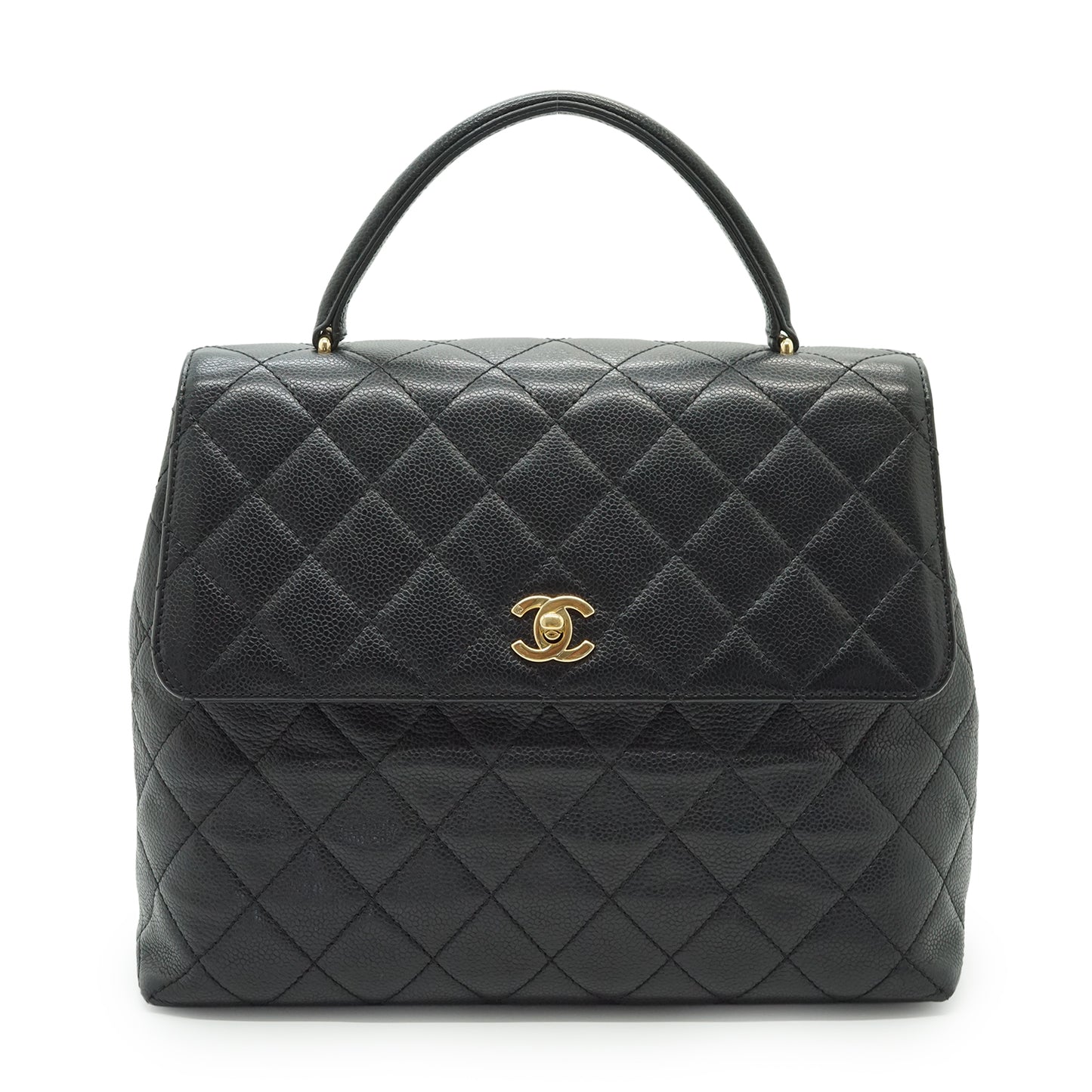 Caviar Skin Matelasse Kelly Flap Top Handle Bag