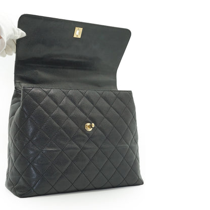 Caviar Skin Matelasse Kelly Flap Top Handle Bag